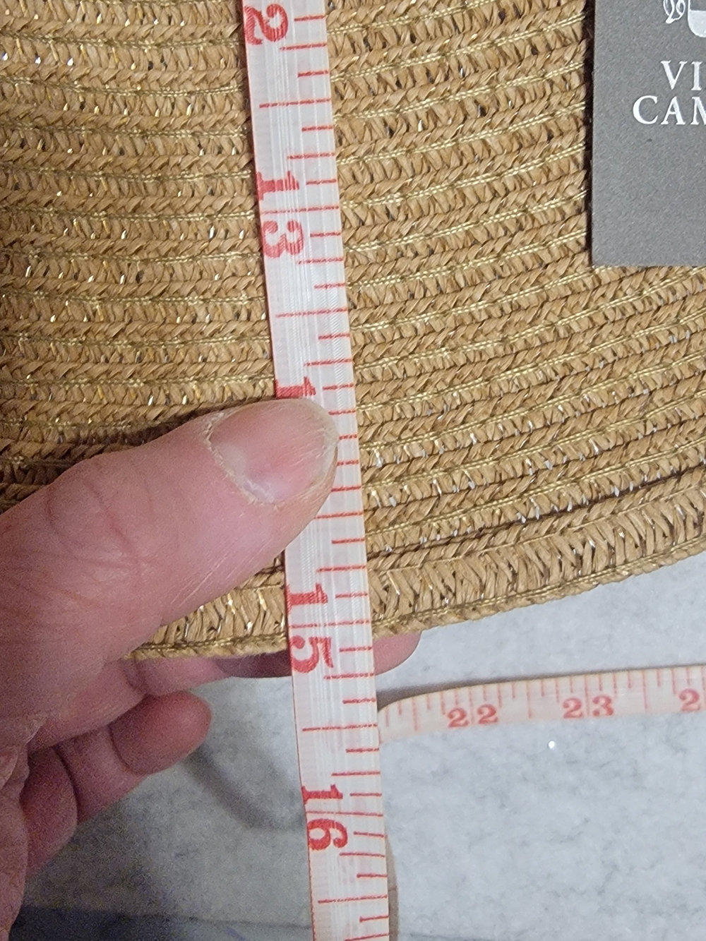 NWT Vince Camuto Wide Brim Straw Sun Hat Packable Coral Ribbon Bow - Picture 14 of 15